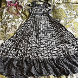 Black and cream print maxi dress